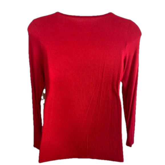 Torrid Red Super Soft Rib V-Neck Lace Long Sleeve Sleep Tee Size M SKU0575 - Picture 4 of 8